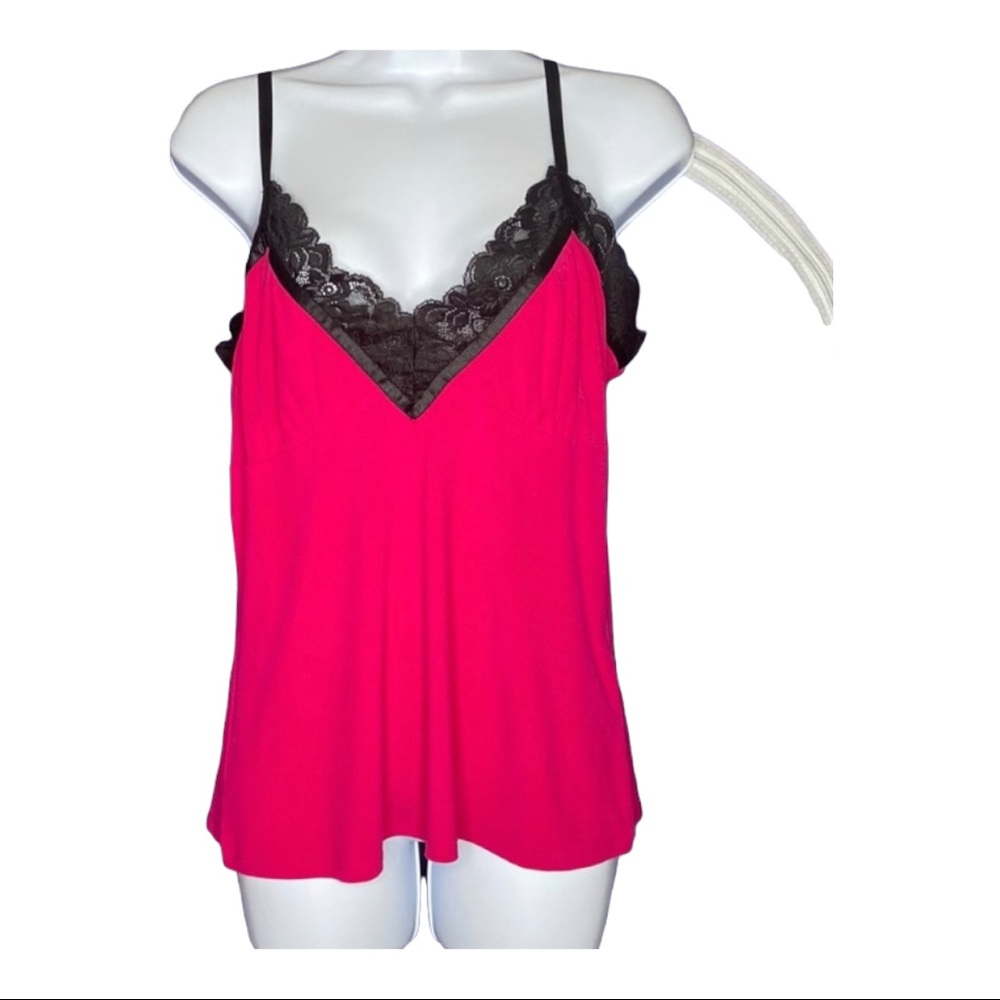 Cache Raspberry With Black Lace Camisole  Sz Lg